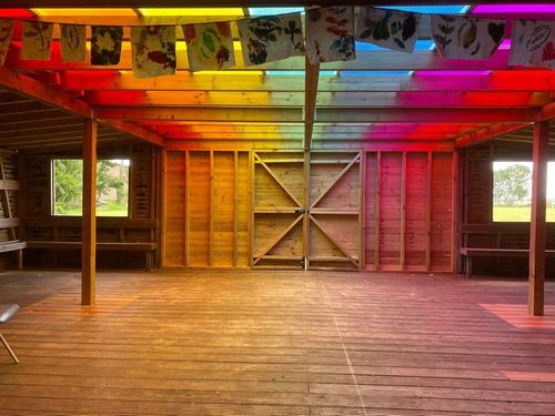 Rainbow roof for a local school by LJB Lee Botting